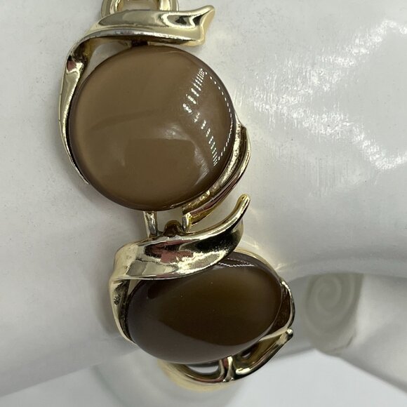 Lisner Coffee Brown Cabochon Thermoset Bracelet JP186 - Picture 4 of 9